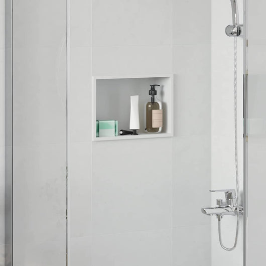 vidaXL Nicchia per doccia Bianco 30 x 20 x 9.5 cm Acciaio inossidabile