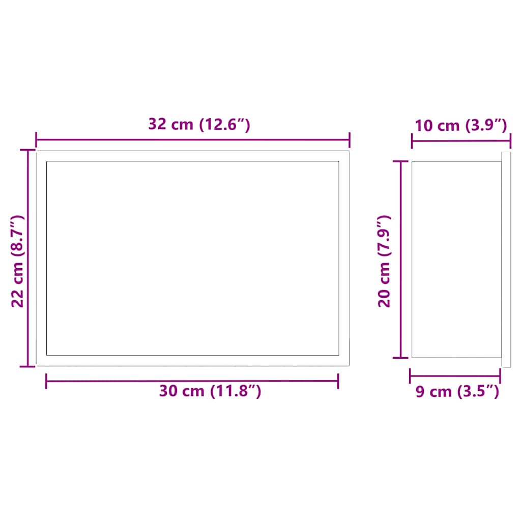 vidaXL Nicchia per doccia Bianco 30 x 20 x 9.5 cm Acciaio inossidabile