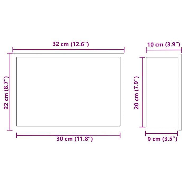 vidaXL Nicchia per doccia Bianco 30 x 20 x 9.5 cm Acciaio inossidabile