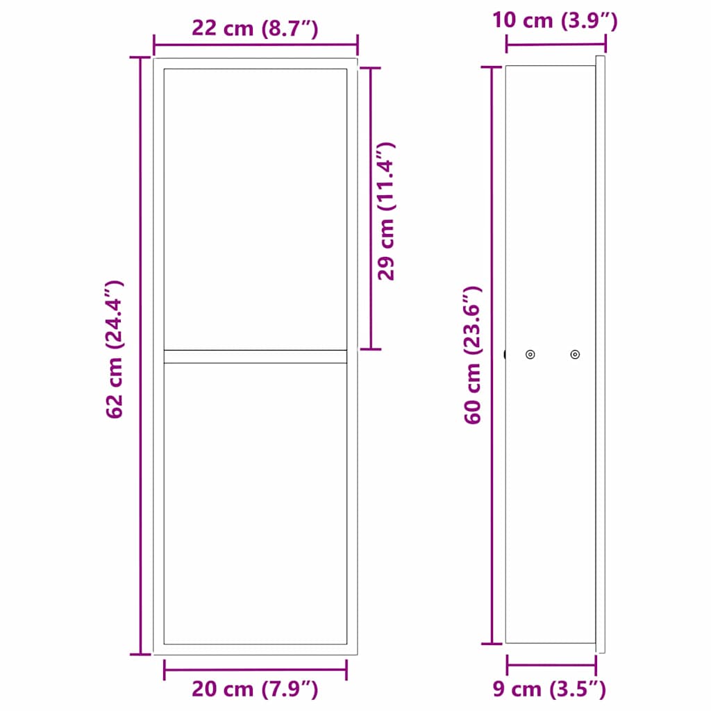vidaXL Nicchia per doccia Argento 60 x 20 x 9.5 cm