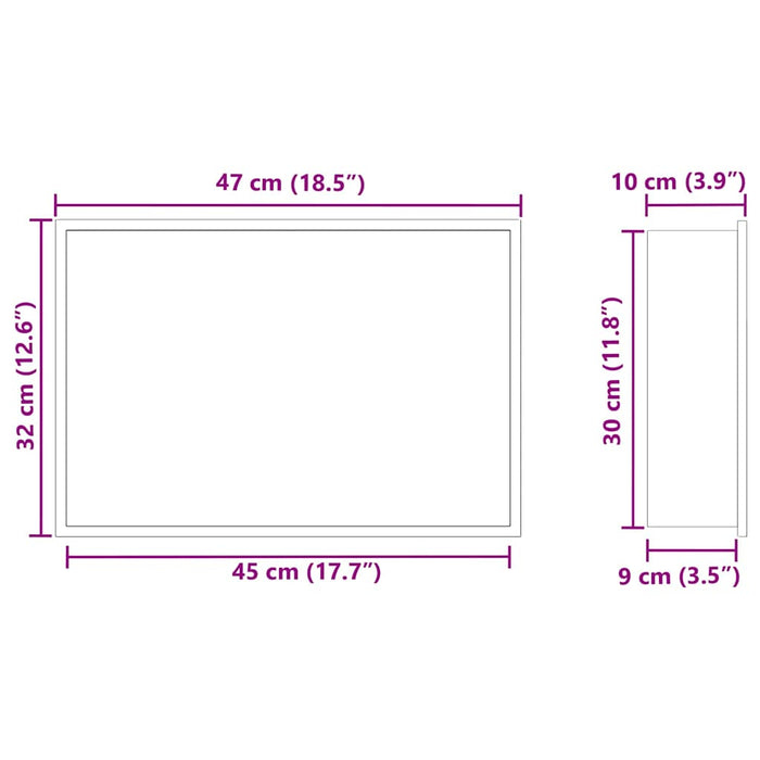 vidaXL Nicchia per doccia Nero 45 x 30 x 9.5 cm Acciaio inossidabile