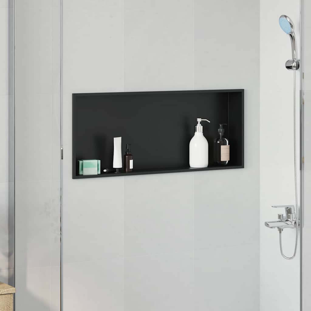 vidaXL Nicchia per doccia Nero 75 x 30 x 9.5 cm Acciaio inossidabile