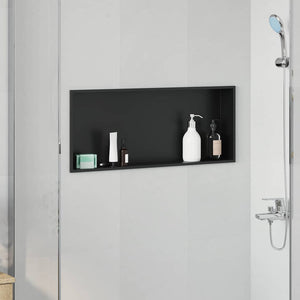 vidaXL Nicchia per doccia Nero 75 x 30 x 9.5 cm Acciaio inossidabile