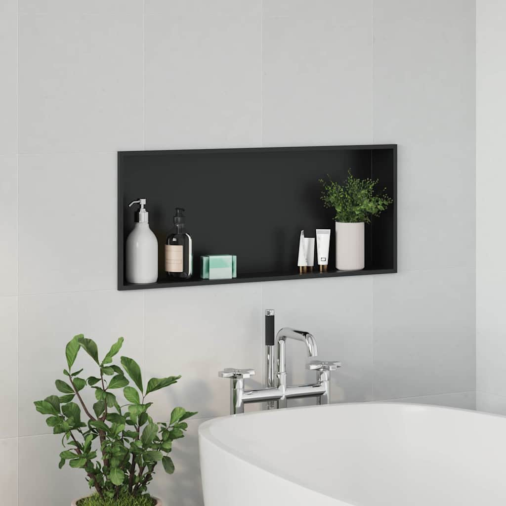 vidaXL Nicchia per doccia Nero 75 x 30 x 9.5 cm Acciaio inossidabile