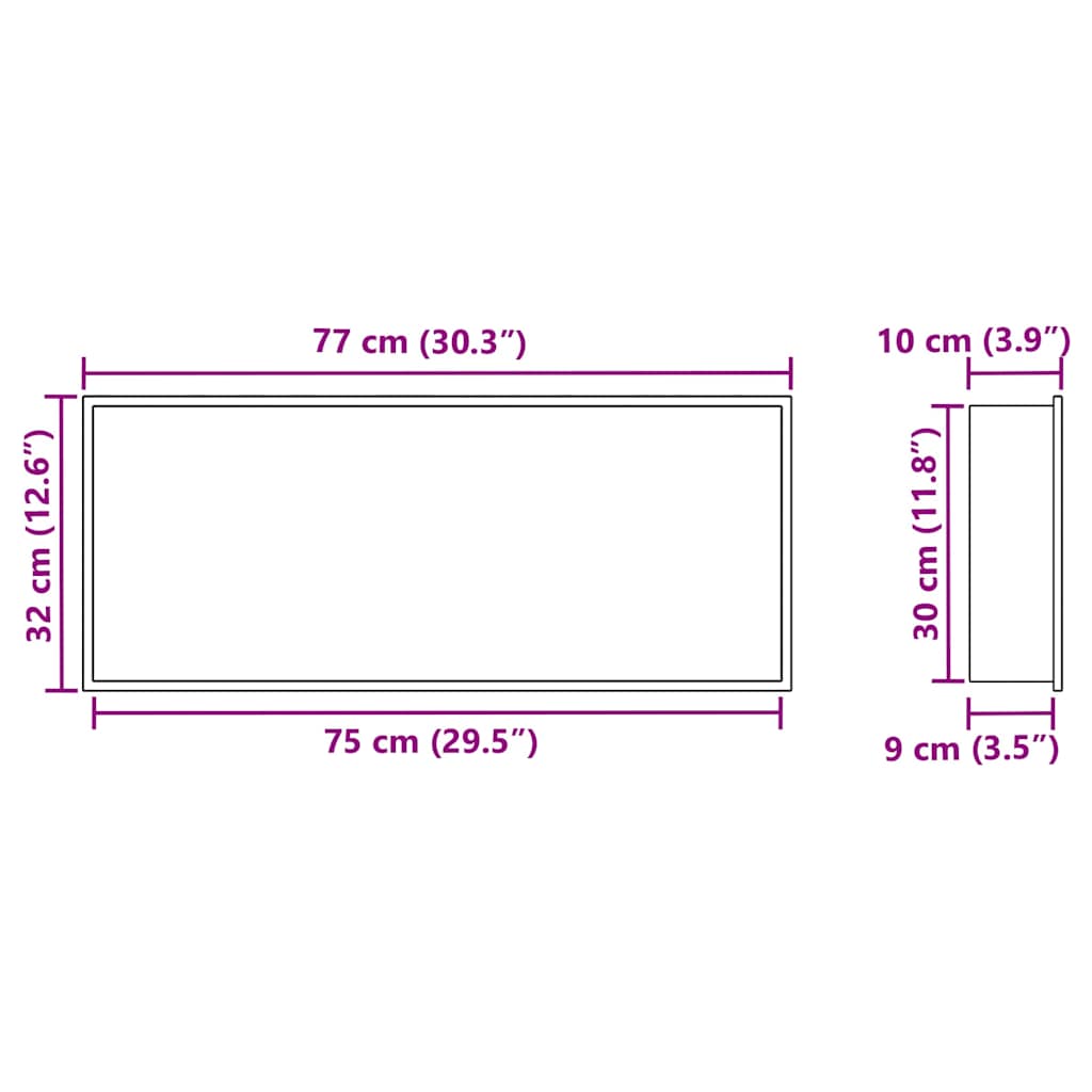 vidaXL Nicchia per doccia Argento 75 x 30 x 9.5 cm