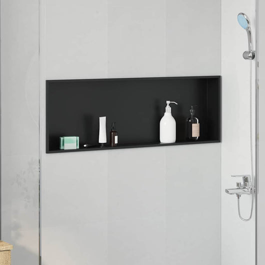 vidaXL Nicchia per doccia Nero 90 x 30 x 9.5 cm Acciaio inossidabile