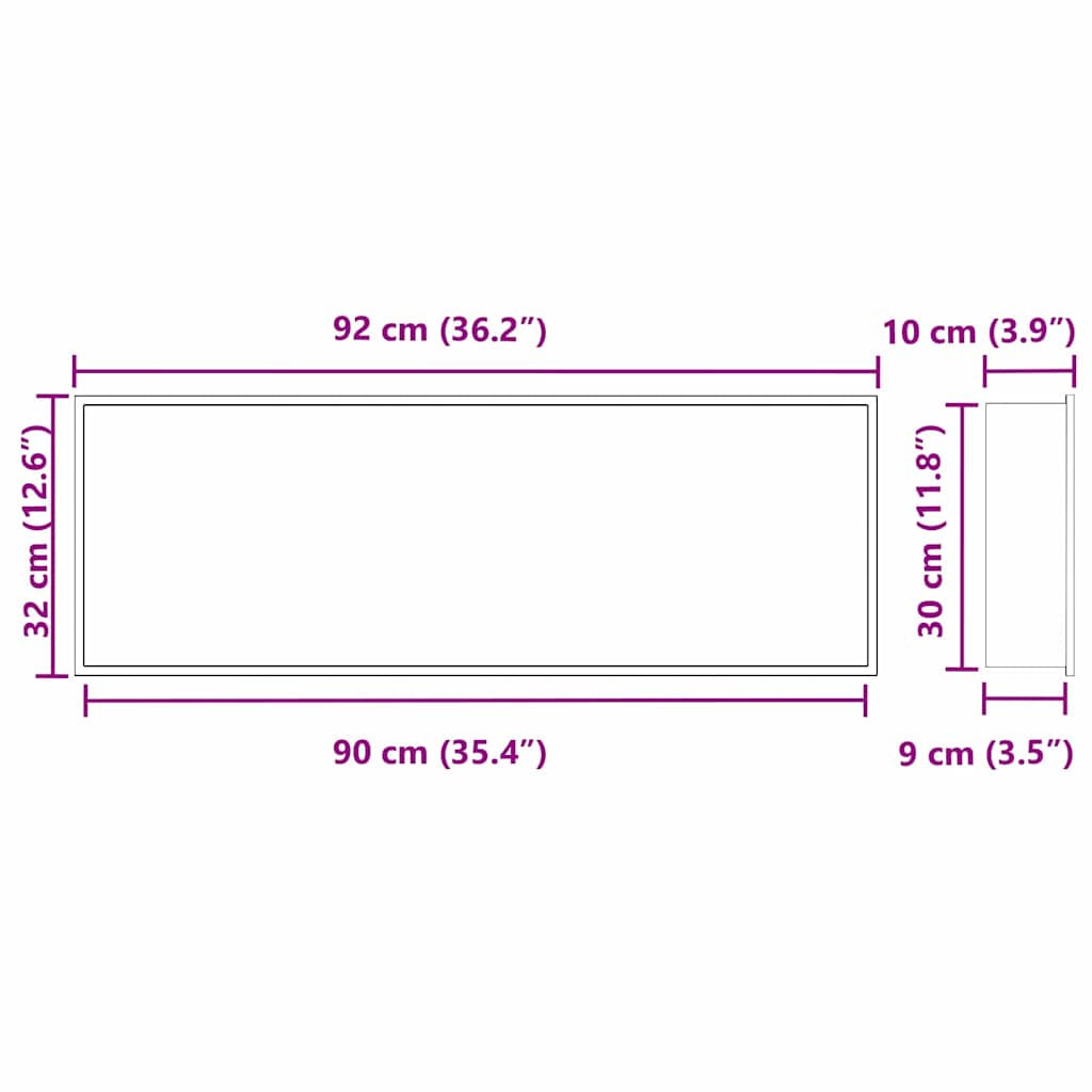 Nicchia per doccia Bianco 90 x 30 x 9.5 cm Acciaio inossidabile 42012676
