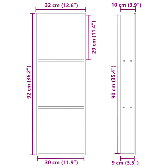 Nicchia per doccia Bianco 90 x 30 x 9.5 cm Acciaio inossidabile 42012679