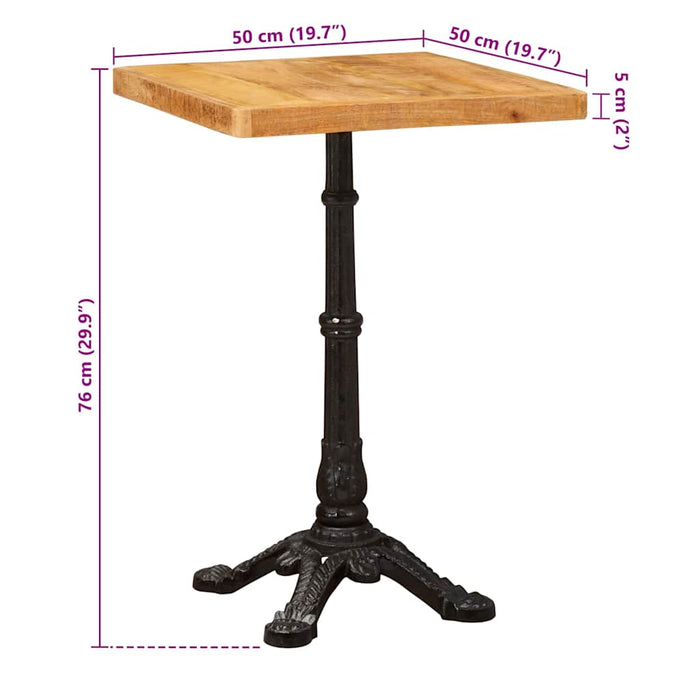 vidaXL Tavolo bistrot Marrone 50 x 50 x 76 cm legno massello di mango