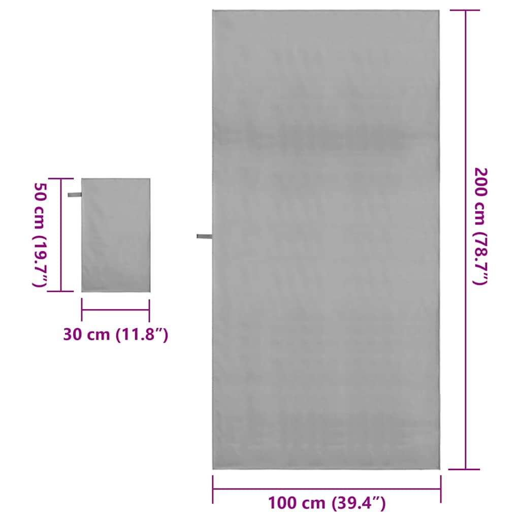 Set di Asciugamani Sportivi Altro Grigio scuro Tessuto 42011493