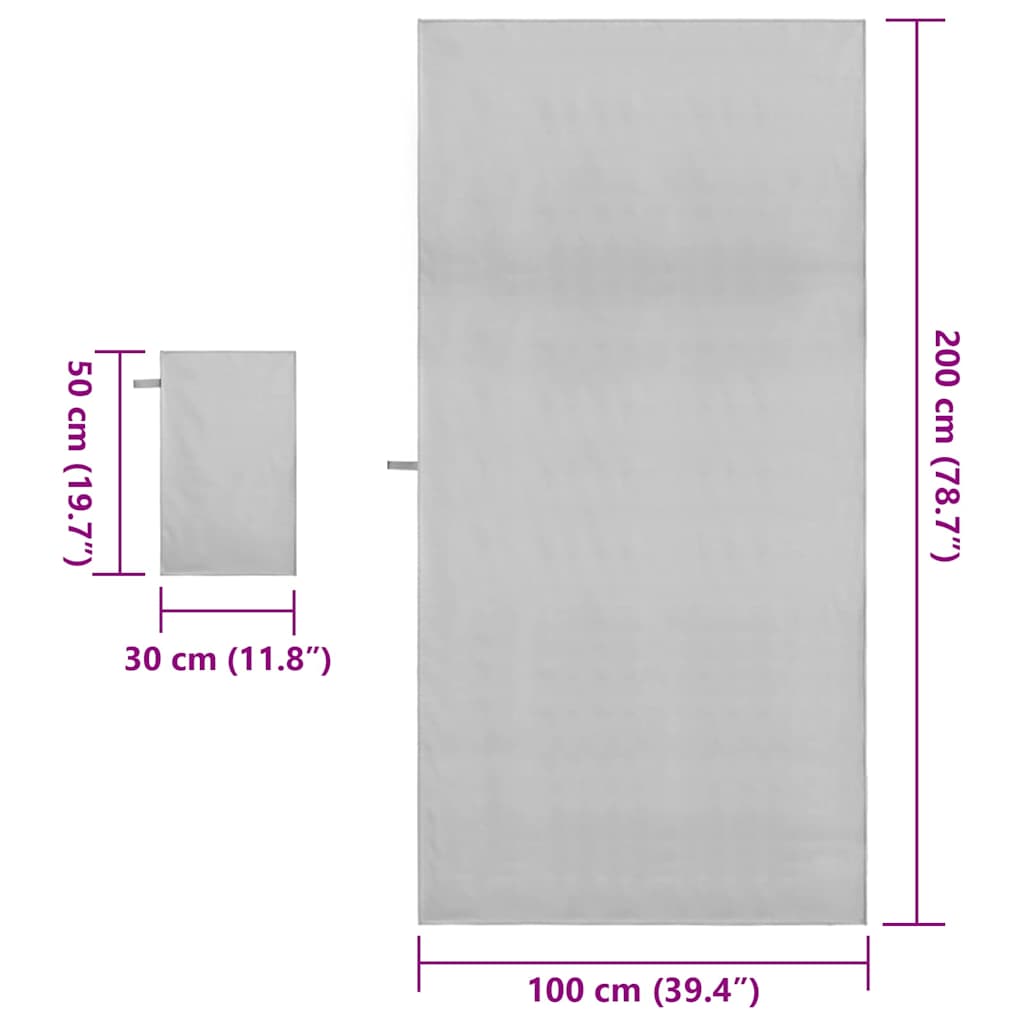 Set di Asciugamani Sportivi 2 pcs Grigio Tessuto 42011494