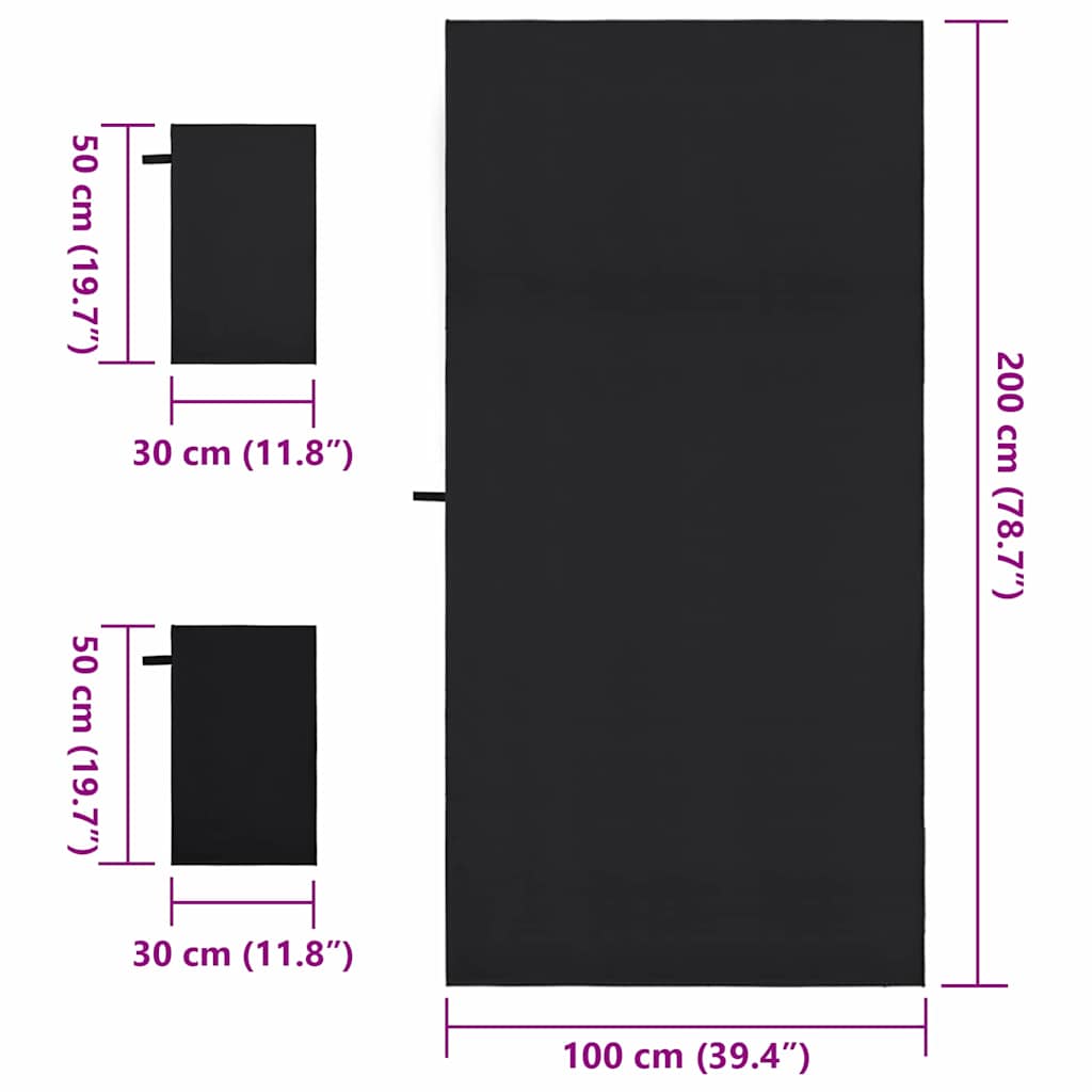 Set di Asciugamani Sportivi 3 pcs Nero Poliestere e poliammide 42011499