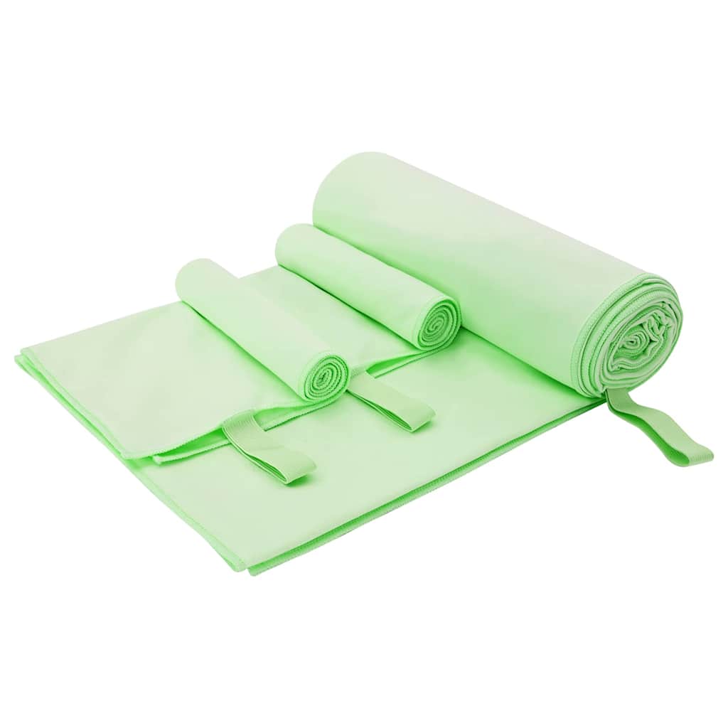 Set di Asciugamani Sportivi 3 pcs Verde Poliestere e poliammide 42011503