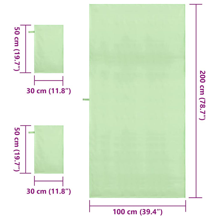 Set di Asciugamani Sportivi 3 pcs Verde Poliestere e poliammide 42011503