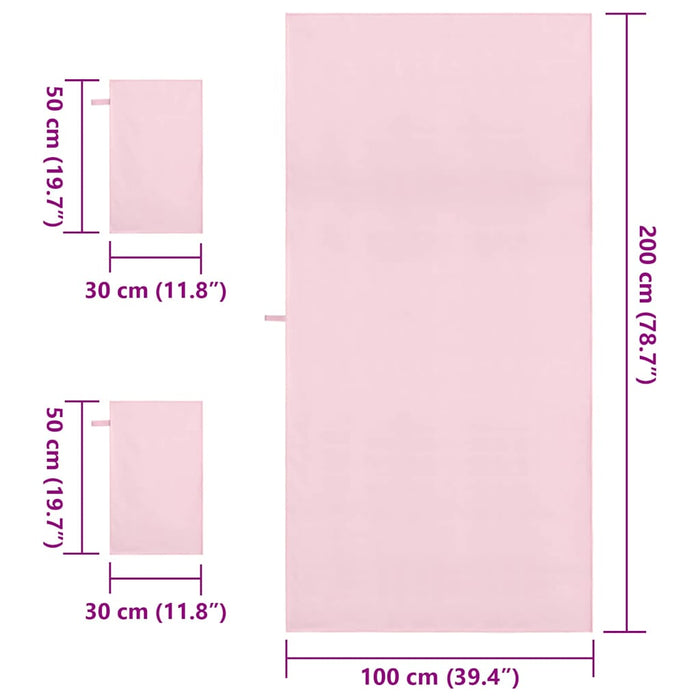 Set di Asciugamani Sportivi 3 pcs Rosa Poliestere e poliammide 42011505