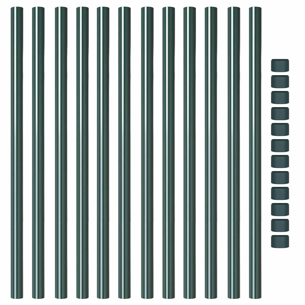 vidaXL Pali per Recinzione 12 pcs Verde 100 cm