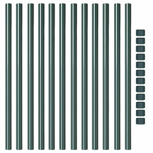 vidaXL Pali per Recinzione 12 pcs Verde 100 cm