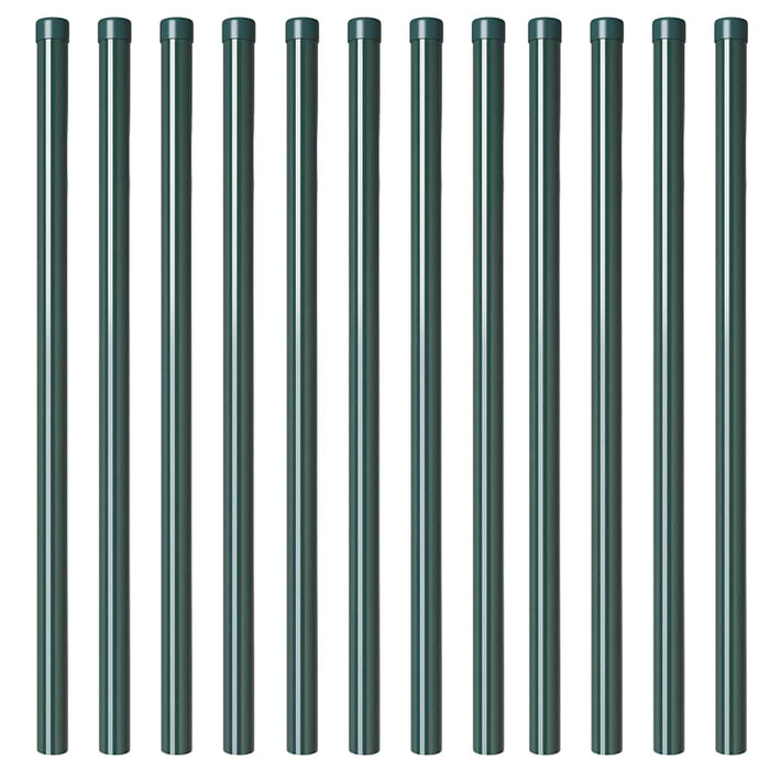 vidaXL Pali per Recinzione 12 pcs Verde 110 cm