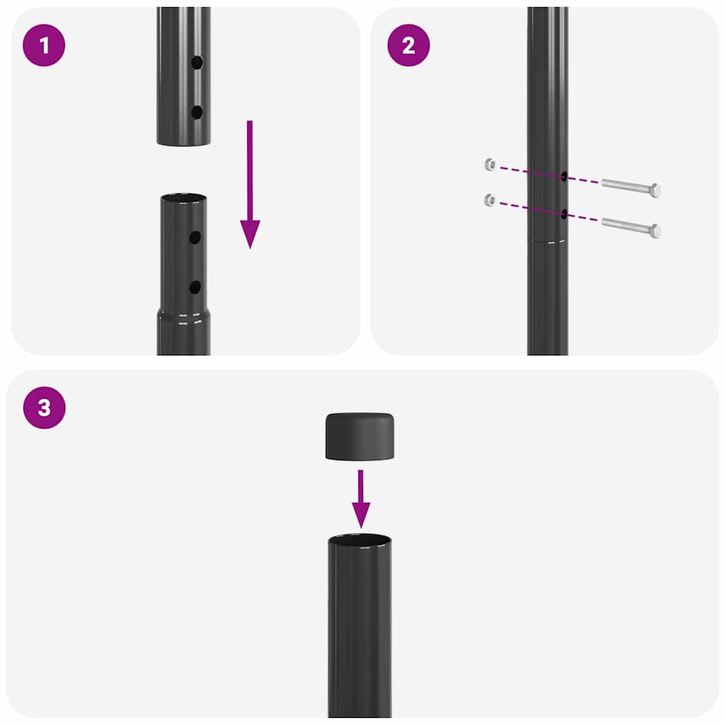 vidaXL Pali per Recinzione 2 pcs Grigio 160 cm