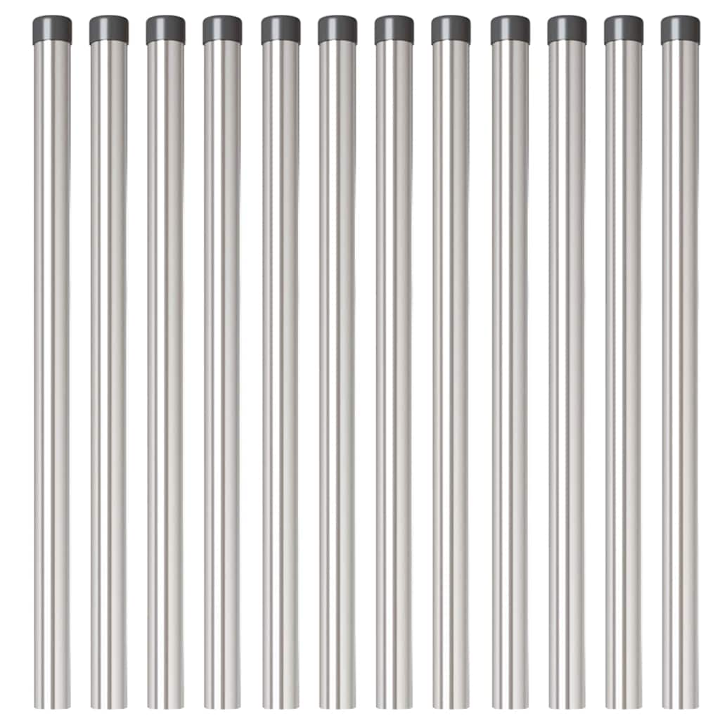 vidaXL Pali per Recinzione 12 pcs Argento 90 cm