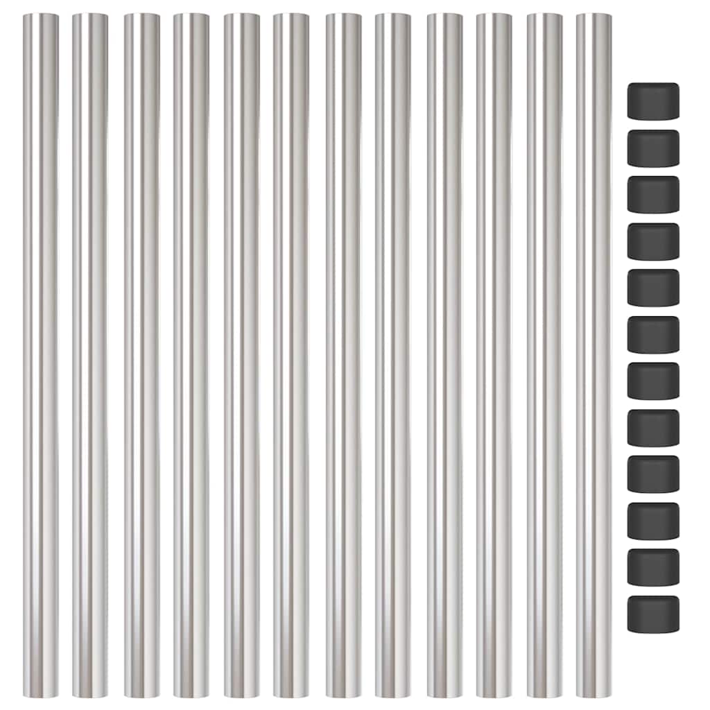 vidaXL Pali per Recinzione 12 pcs Argento 90 cm