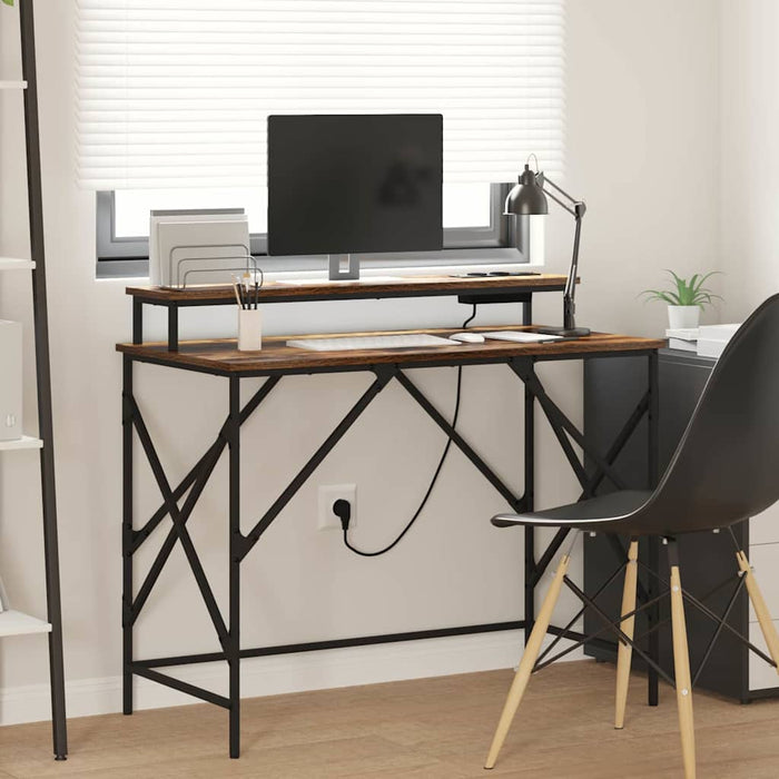 vidaXL Scrivania Rovere fumo 100 x 50 x 86.5 cm Legno multistrato