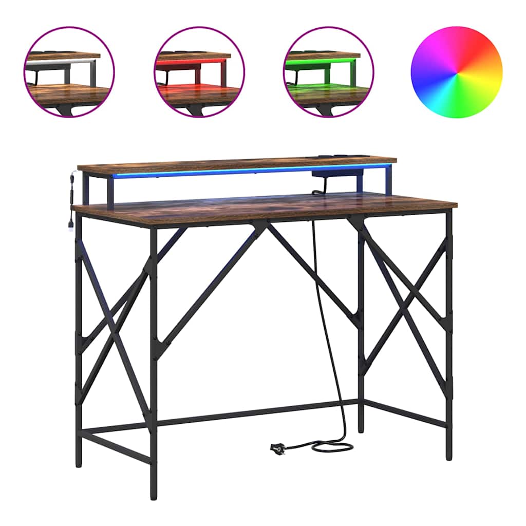 vidaXL Scrivania Rovere fumo 100 x 50 x 86.5 cm Legno multistrato