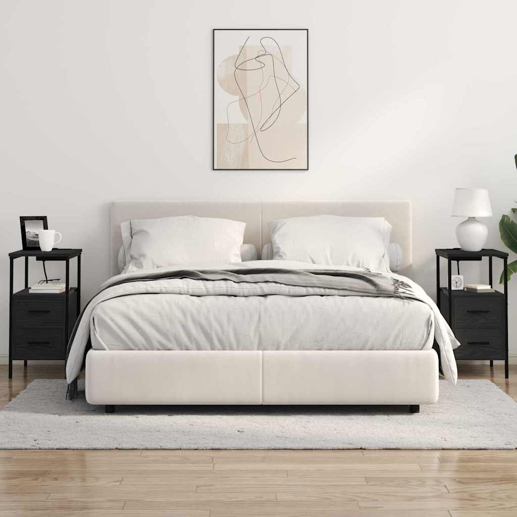 vidaXL Mobiletti da Notte 2 pcs Rovere nero 30 x 48 x 61 cm
