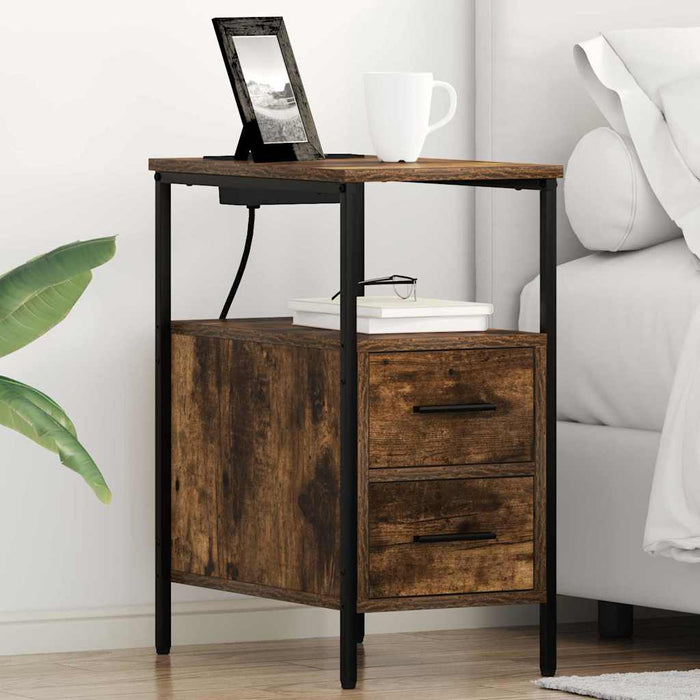 vidaXL Armadio da Notte Rovere fumo 30 x 48 x 61 cm Legno multistrato