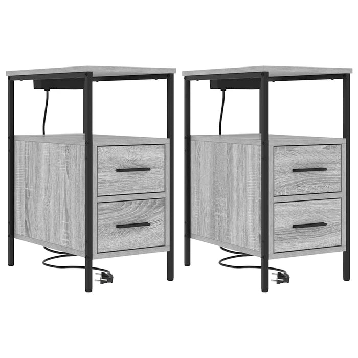vidaXL Mobiletti da Notte 2 pcs Grigio sonoma 30 x 48 x 61 cm