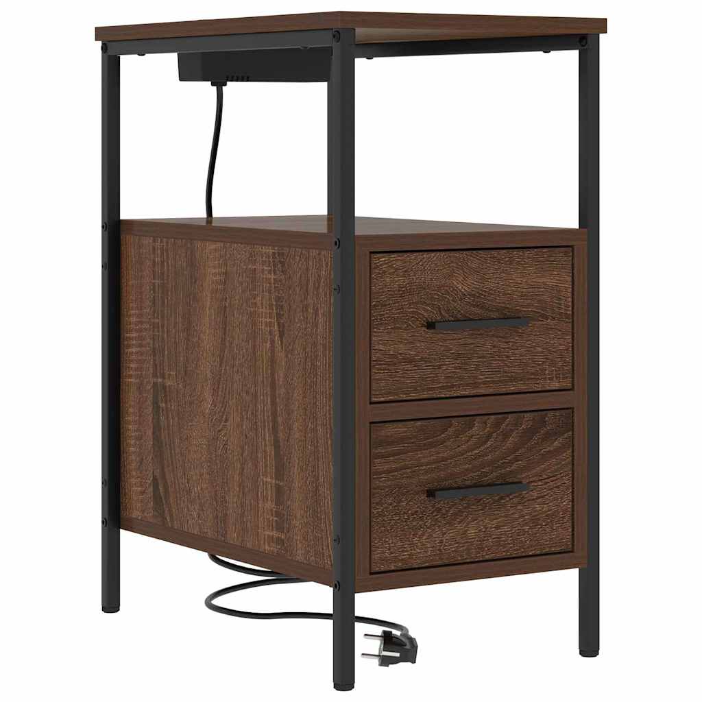 vidaXL Armadio da Notte con cassetto Rovere marrone 30 x 48 x 61 cm