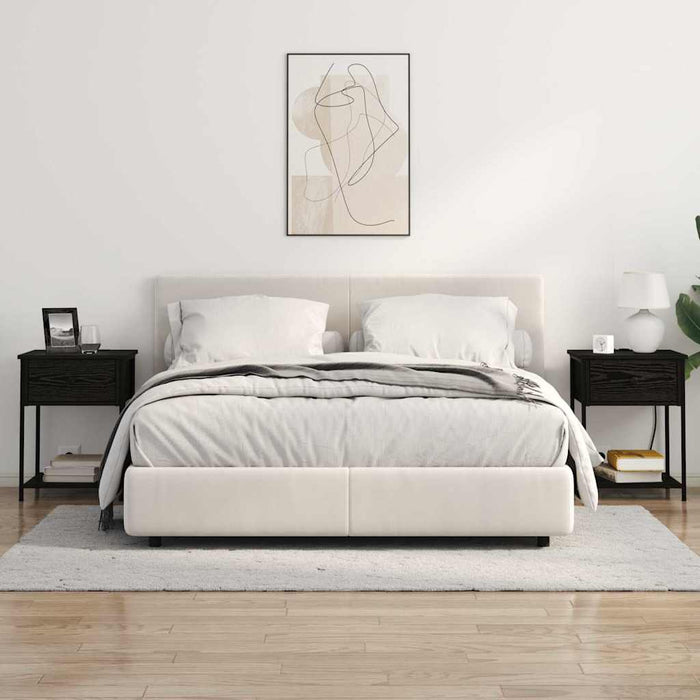 vidaXL Armadio da Notte con cassetto 2 pcs Rovere nero 42 x 41 x 56 cm