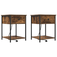 vidaXL Armadio da Notte con cassetto 2 pcs Rovere fumo 42 x 41 x 56 cm
