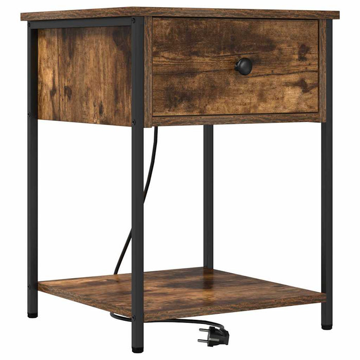 vidaXL Armadio da Notte con cassetto 2 pcs Rovere fumo 42 x 41 x 56 cm