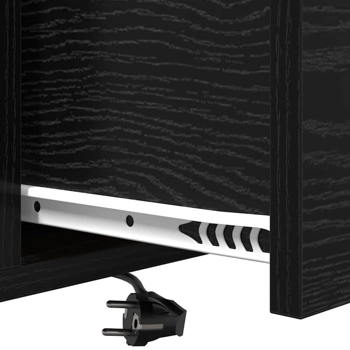 vidaXL Comò con stazione di ricarica Rovere nero Legno multistrato