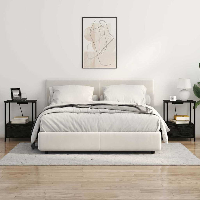 vidaXL Comò con stazione di ricarica con cassetto 2 pcs Rovere nero