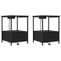 vidaXL Comò con stazione di ricarica con cassetto 2 pcs Rovere nero