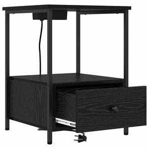 vidaXL Comò con stazione di ricarica con cassetto 2 pcs Rovere nero