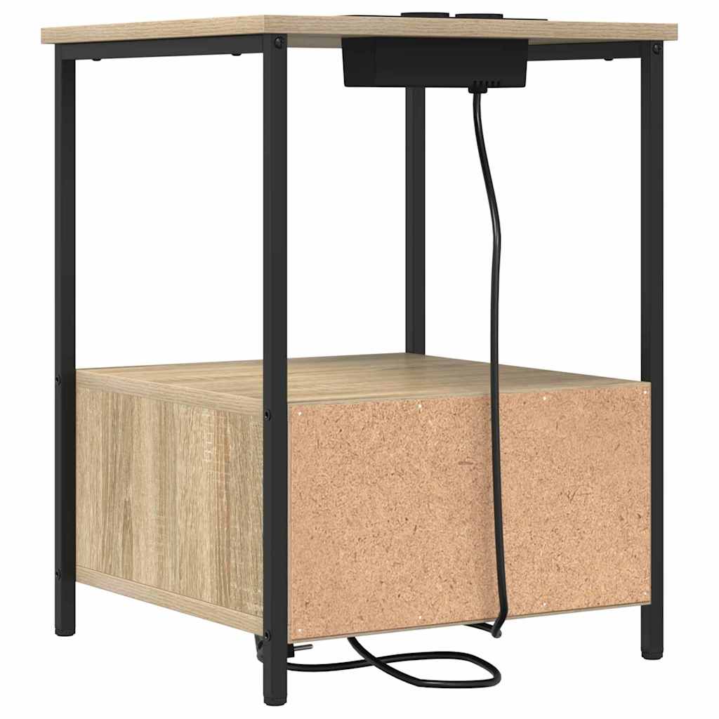 Comò con stazione di ricarica rovere sonoma Legno multistrato 859432