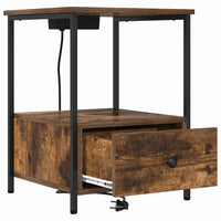 vidaXL Comò con stazione di ricarica Rovere fumo Legno multistrato