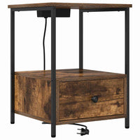 vidaXL Comò con stazione di ricarica con cassetto 2 pcs Rovere fumo