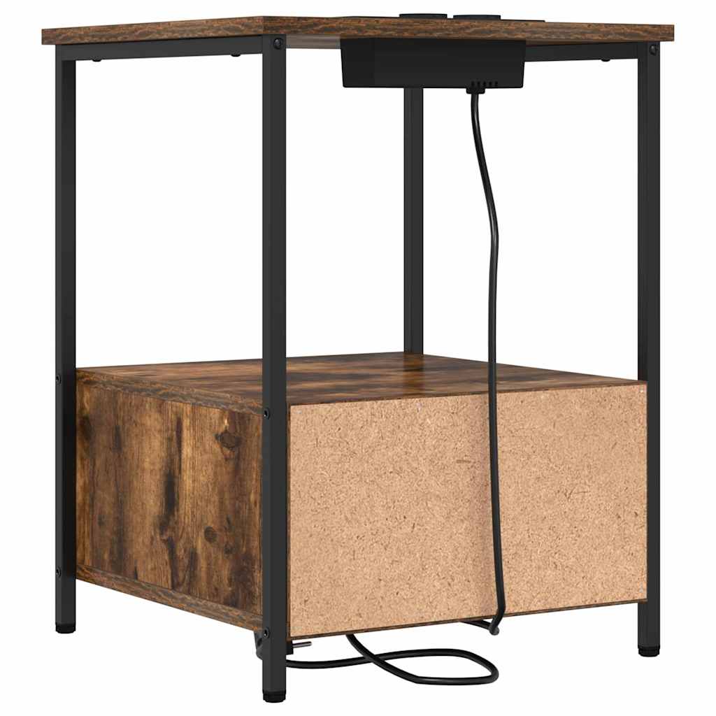 Comò con stazione di ricarica con cassetto 2 pcs Rovere fumo 859435