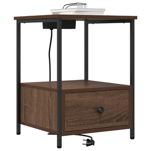 vidaXL Comò con stazione di ricarica Rovere marrone Legno multistrato