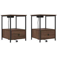 Comò con stazione di ricarica con cassetto 2 pcs Rovere marrone 859439