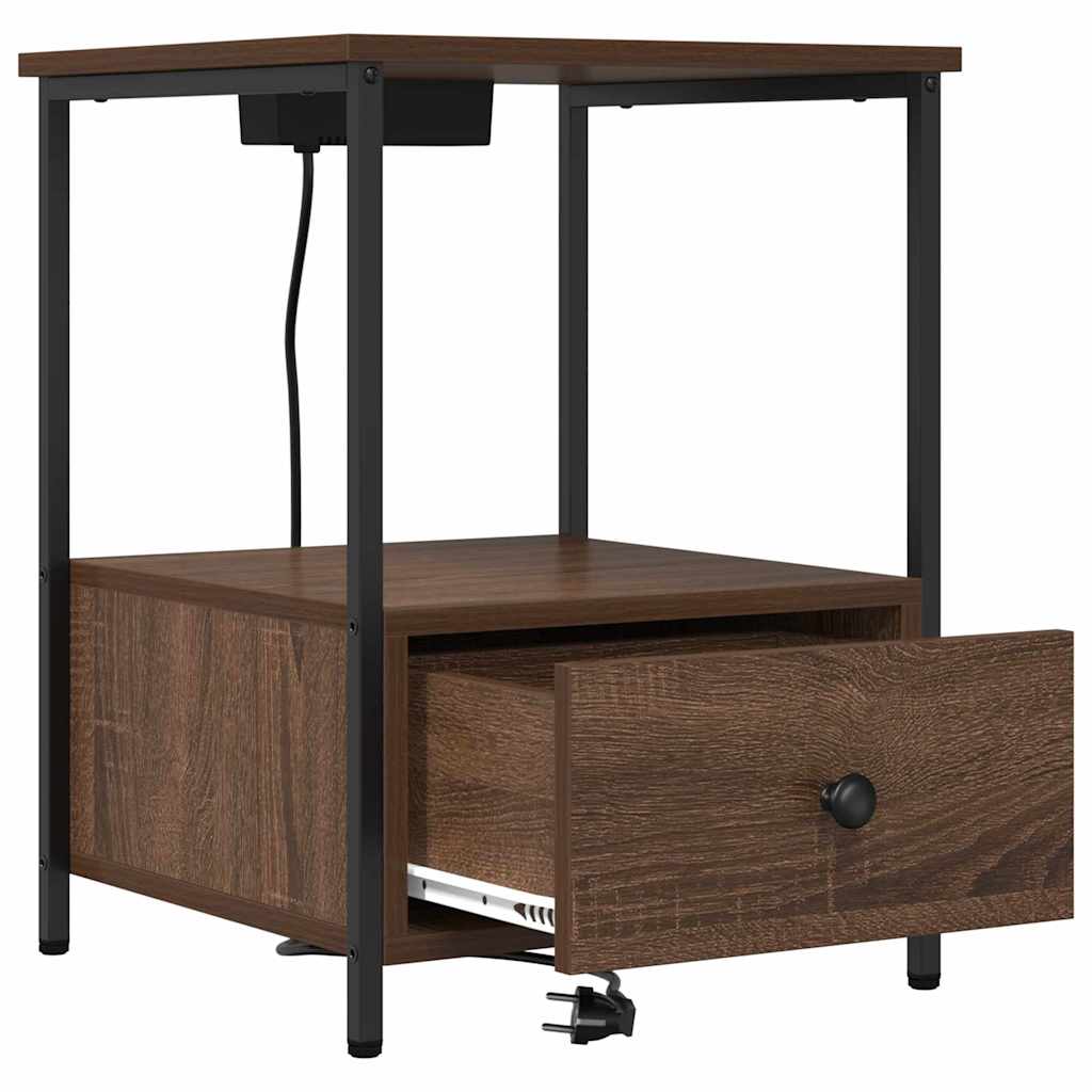 Comò con stazione di ricarica con cassetto 2 pcs Rovere marrone 859439