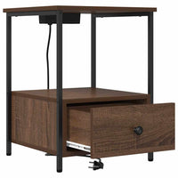 vidaXL Comò con stazione di ricarica con cassetto 2 pcs Rovere marrone