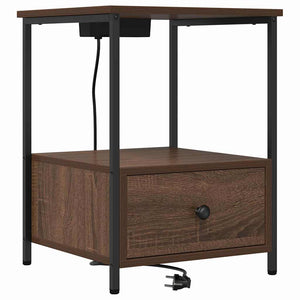 Comò con stazione di ricarica con cassetto 2 pcs Rovere marrone 859439