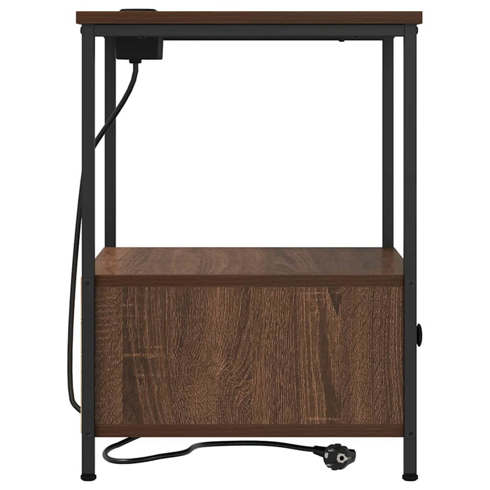 vidaXL Comò con stazione di ricarica con cassetto 2 pcs Rovere marrone
