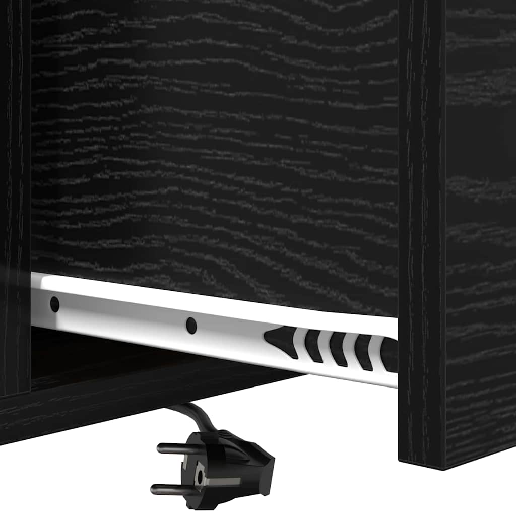 vidaXL Comò con stazione di ricarica Rovere nero Legno multistrato