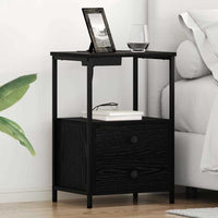 vidaXL Comò con stazione di ricarica con cassetto 2 pcs Rovere nero